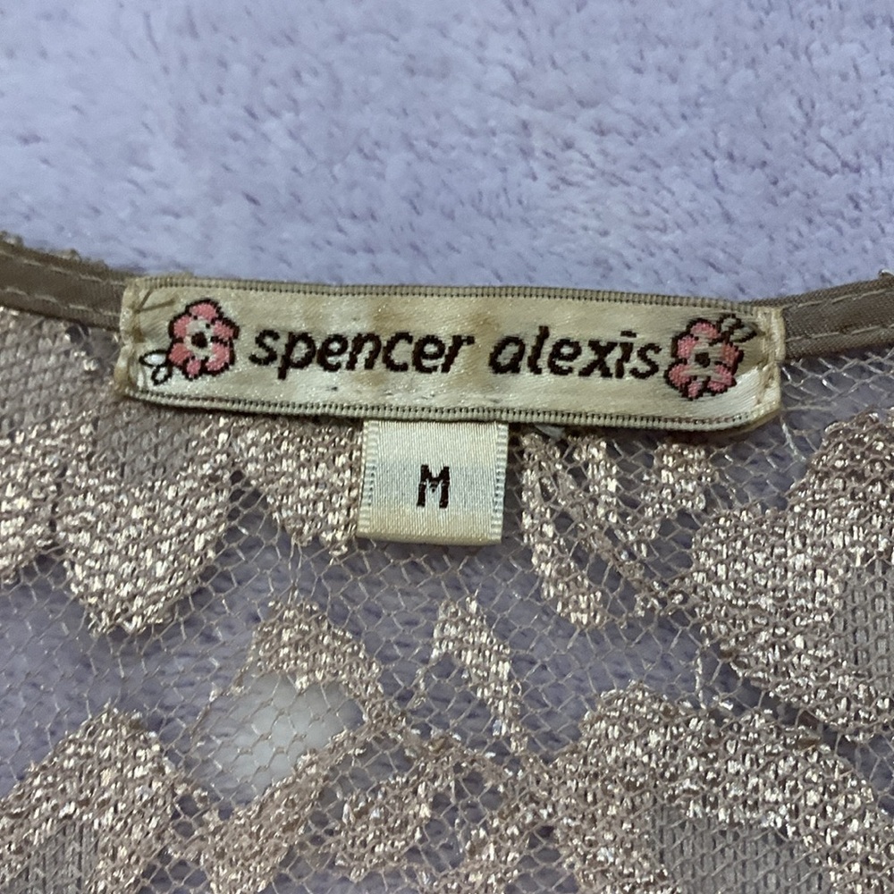 Vintage Gold Floral Crochet Spencer Alexis Kimono - Picture 8 of 10